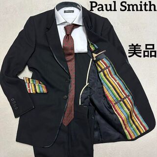 ポールスミス(Paul Smith)の897美品　ポールスミス　スーツセット　裏地ストライプ　Sサイズ　黒(セットアップ)