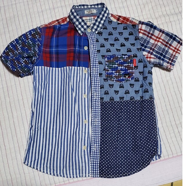 Tシャツ/カットソー新品タグ付 DOUBLE.B パッチワーク風シャツ