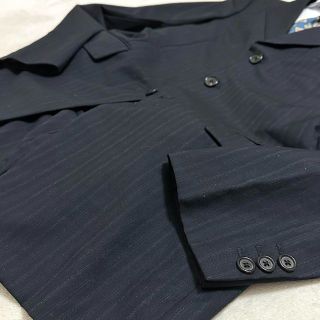889 プラダ スーツセット 46(M) 黒 ストライプ