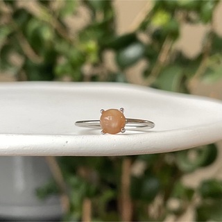 天然石　オレンジムーンストーン　5×5㎜　リング　指輪　6月誕生石(リング)