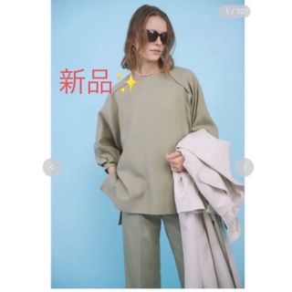 ミラオーウェン(Mila Owen)の新品✨タグ付き　バルーンスリーブ　ブラウス×ストレートパンツ　セットアップ(シャツ/ブラウス(半袖/袖なし))