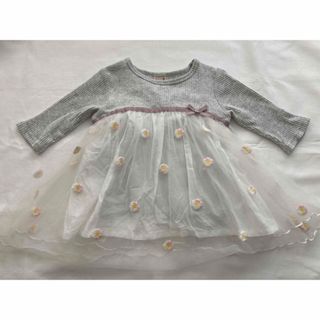 プティマイン(petit main)のpetit mainトップス チュニック ワンピース 花柄 レース　90(ワンピース)