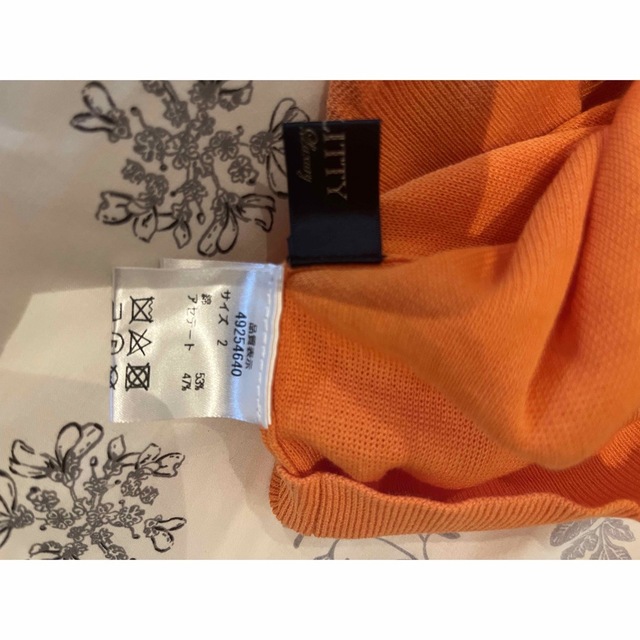JUSGLITTY(ジャスグリッティー)のシアーニット色はオレンジになります。 レディースのトップス(ニット/セーター)の商品写真