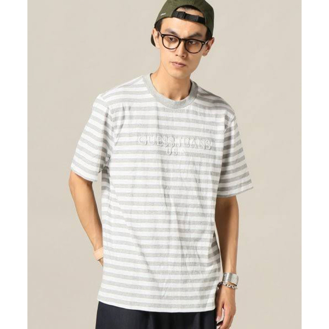 GUESS(ゲス)のゲス GUESS × ASAP Rocky ロゴボーダーTシャツ グレー　XS メンズのトップス(Tシャツ/カットソー(半袖/袖なし))の商品写真