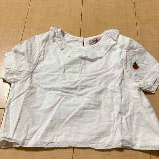 キャスキッドソン(Cath Kidston)のキャスキッドソン　いちごの襟フリルトップス　2-3y(Tシャツ/カットソー)