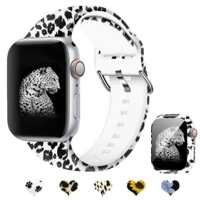 S白黒薔薇☆アップルウォッチバンド ラバーベルト Apple Watch