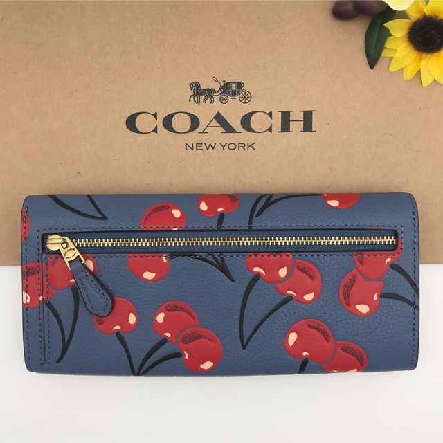 coach ウィン折り財布 チェリープリント