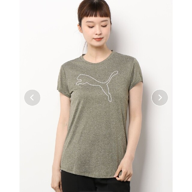 PUMA(プーマ)の新品 プーマ RTG ヘザーロゴ Tシャツ ウィメンズ XL モスグリーン レディースのトップス(Tシャツ(半袖/袖なし))の商品写真