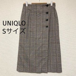 ユニクロ(UNIQLO)の2664 ユニクロ UNIQLO ラップスカート風 チェックスカート ミモレ丈(ロングスカート)