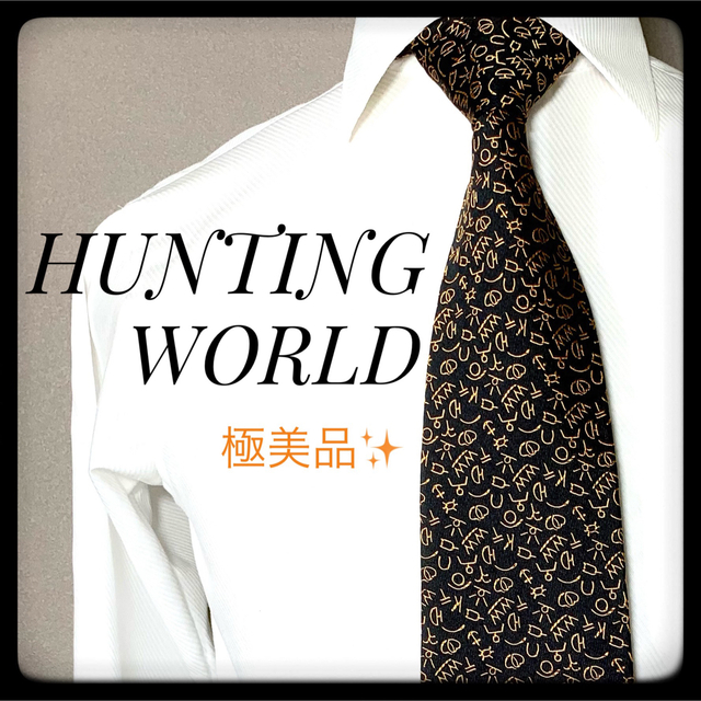 HUNTING WORLD(ハンティングワールド)のHUNTING WORLD ネクタイ ブラック×オレンジ お洒落♪ メンズのファッション小物(ネクタイ)の商品写真