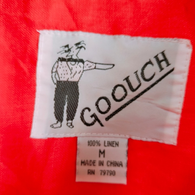 GOOUCH グーチ デッドストック 長袖 リネンシャツ レッド M 4