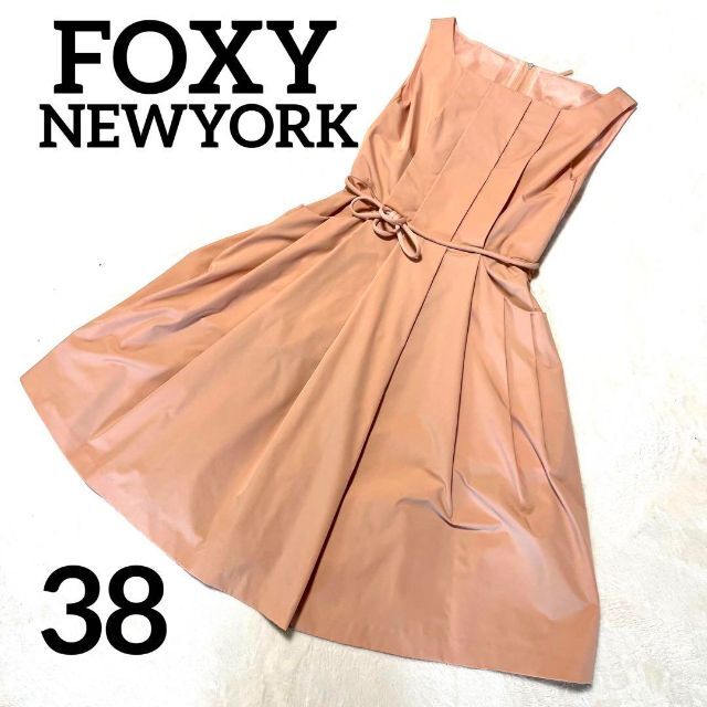 【良品】FOXEY NEW YORK リボンタイワンピース ブラック 38