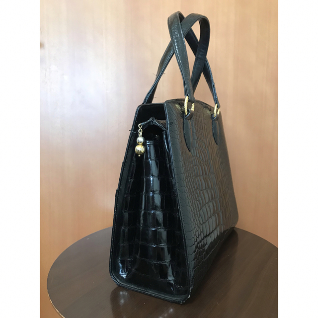 お値打ち価格◇綺麗目◇シャイン ◇クロコダイル ハンドバッグ