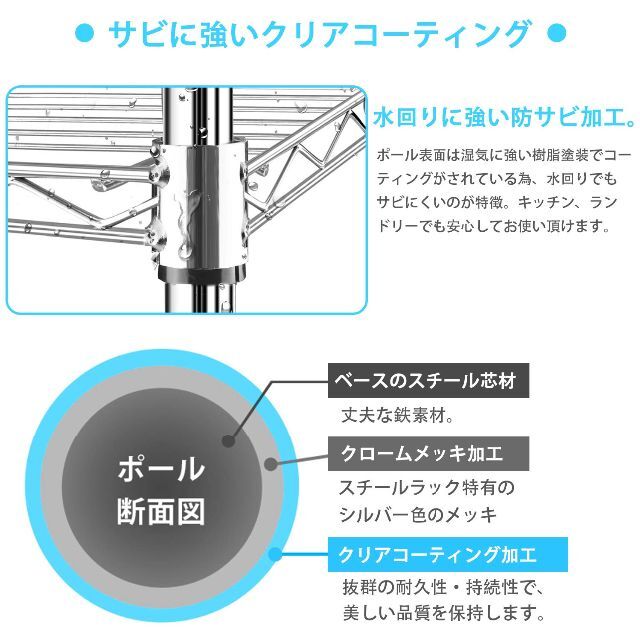 Luckycoco ラック スチールラック メタル シェルフ 棚 キッチン収納  インテリア/住まい/日用品の収納家具(その他)の商品写真