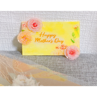 母の日✳︎プラ板✳︎ 【Happy mothers Day】イエロー(インテリア雑貨)
