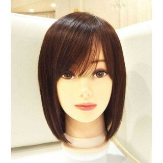人毛100%前髪付き部分ウィッグ瞬間カバーI型つむじ地肌総手植えヘアピース✨特注
