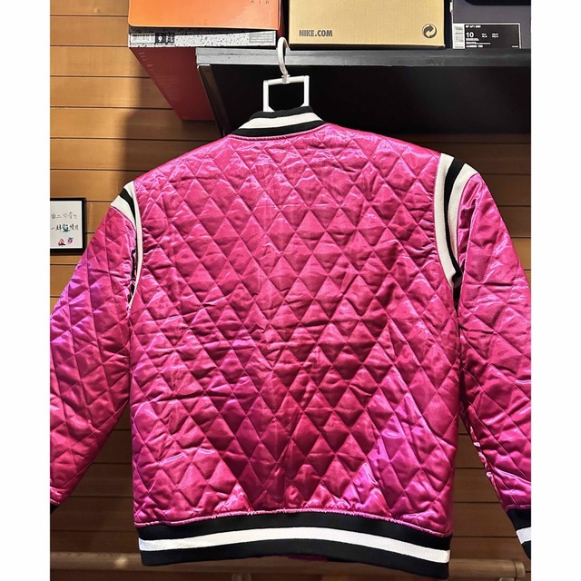 supreme Quilted Satin Varsity Jacket