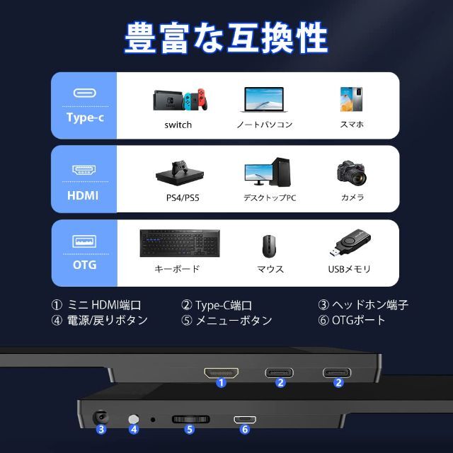 4K モバイルモニター 13.3インチ UPERFECT 超軽量 自立型スタンドの