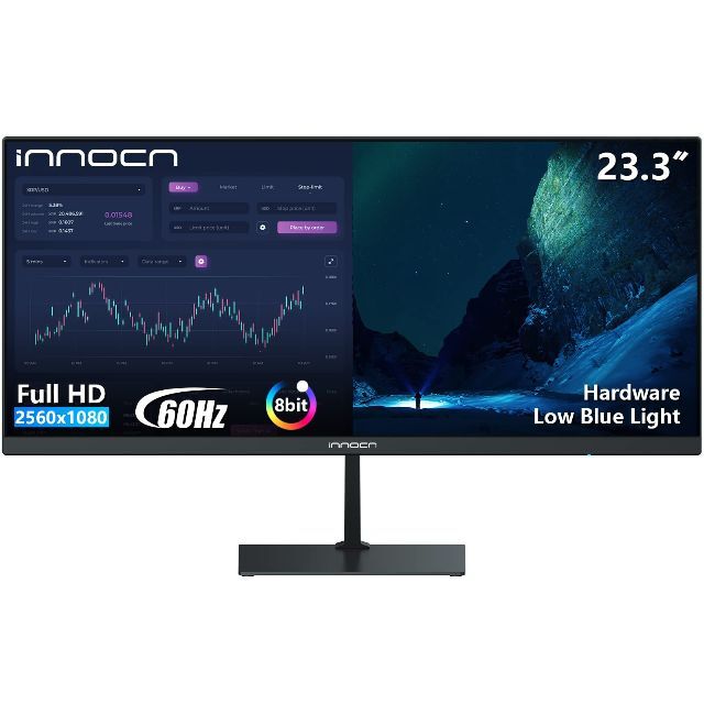 INNOCN 23.3型ワイドスクリーンモニター、21:9 FHD2560×10PC/タブレット