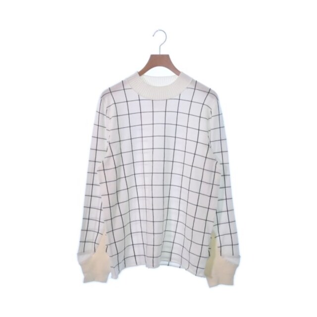 sacai(サカイ)のsacai サカイ ニット・セーター 3(L位) 白x黒(チェック) 【古着】【中古】 メンズのトップス(ニット/セーター)の商品写真