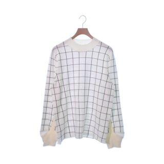 サカイ(sacai)のsacai サカイ ニット・セーター 3(L位) 白x黒(チェック) 【古着】【中古】(ニット/セーター)