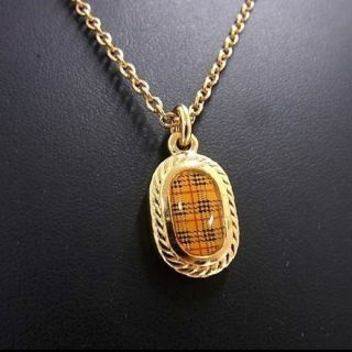 美品☆ BURBERRY バーバリー ノバチェック ネックレス ゴールドカラー-