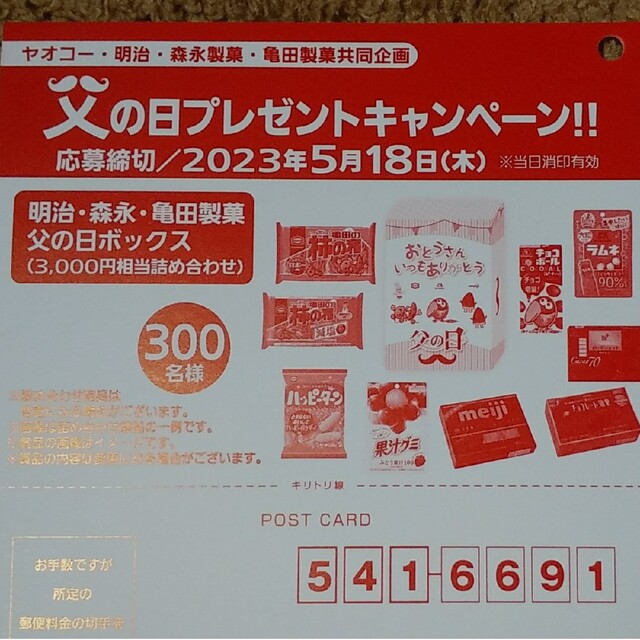 森永製菓(モリナガセイカ)の★★懸賞応募 明治 森永製菓 亀田製菓 プレゼントキャンペーン★★ エンタメ/ホビーのエンタメ その他(その他)の商品写真