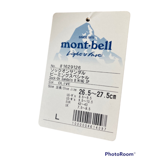 mont bell(モンベル)のモンベル　ソックオン　ビーミングスペシャル　オリーブ　新品未使用品 メンズの靴/シューズ(ビーチサンダル)の商品写真