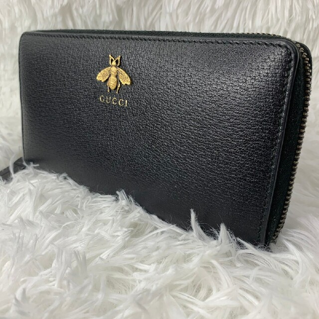 極美品 GUCCI グッチ 長財布 アニマリエ ラウンドジップ ビー 現行 希少-