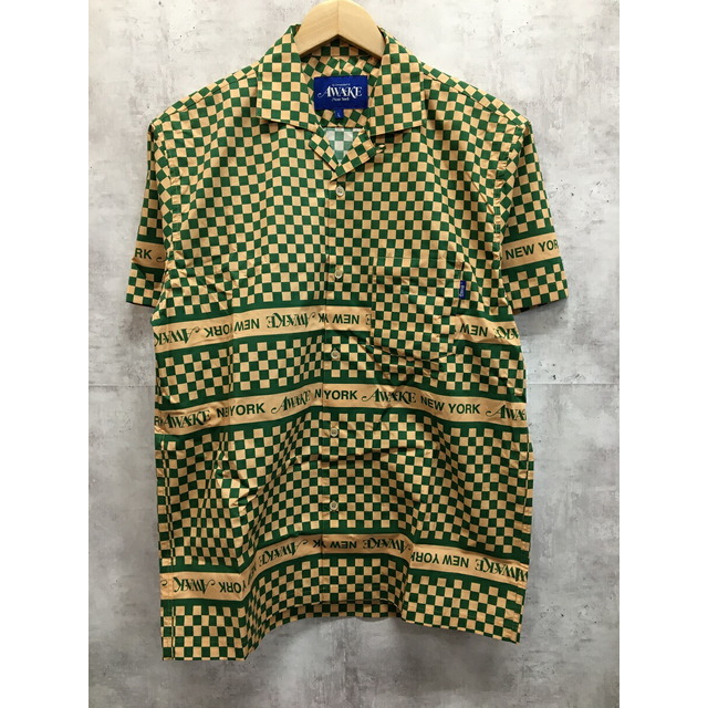 AWAKE NY CAMP COLLAR CHECKERBOARD LOGO SHIRT 21SS アウェイク　ニューヨーク　半袖シャツ【004】【岩】