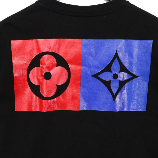 ルイヴィトン バックフラワー プリント Tシャツ メンズ ブラック LOUIS