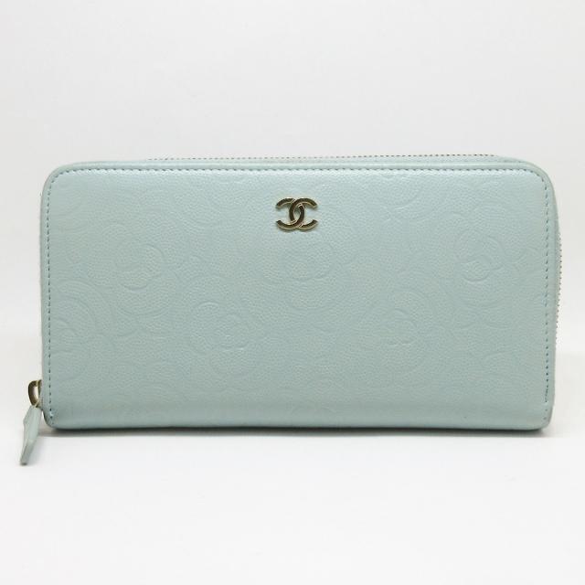 CHANEL - シャネル 長財布 カメリア ライトブルーの通販 by ブラン ...