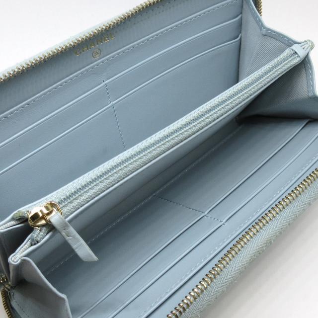 CHANEL - シャネル 長財布 カメリア ライトブルーの通販 by ブラン ...