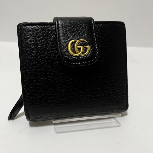 箱付✨美品✨ グッチ 二つ折り財布 GG マーモントWホック レザー