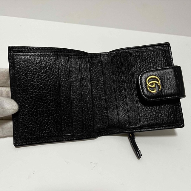 箱付✨美品✨ グッチ 二つ折り財布 GG マーモントWホック レザー
