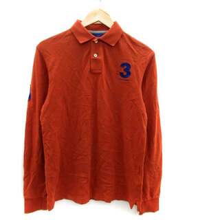 ハケット ポロシャツ ポロカラー 長袖 刺繍 XS オレンジ 紺 ネイビー(ポロシャツ)