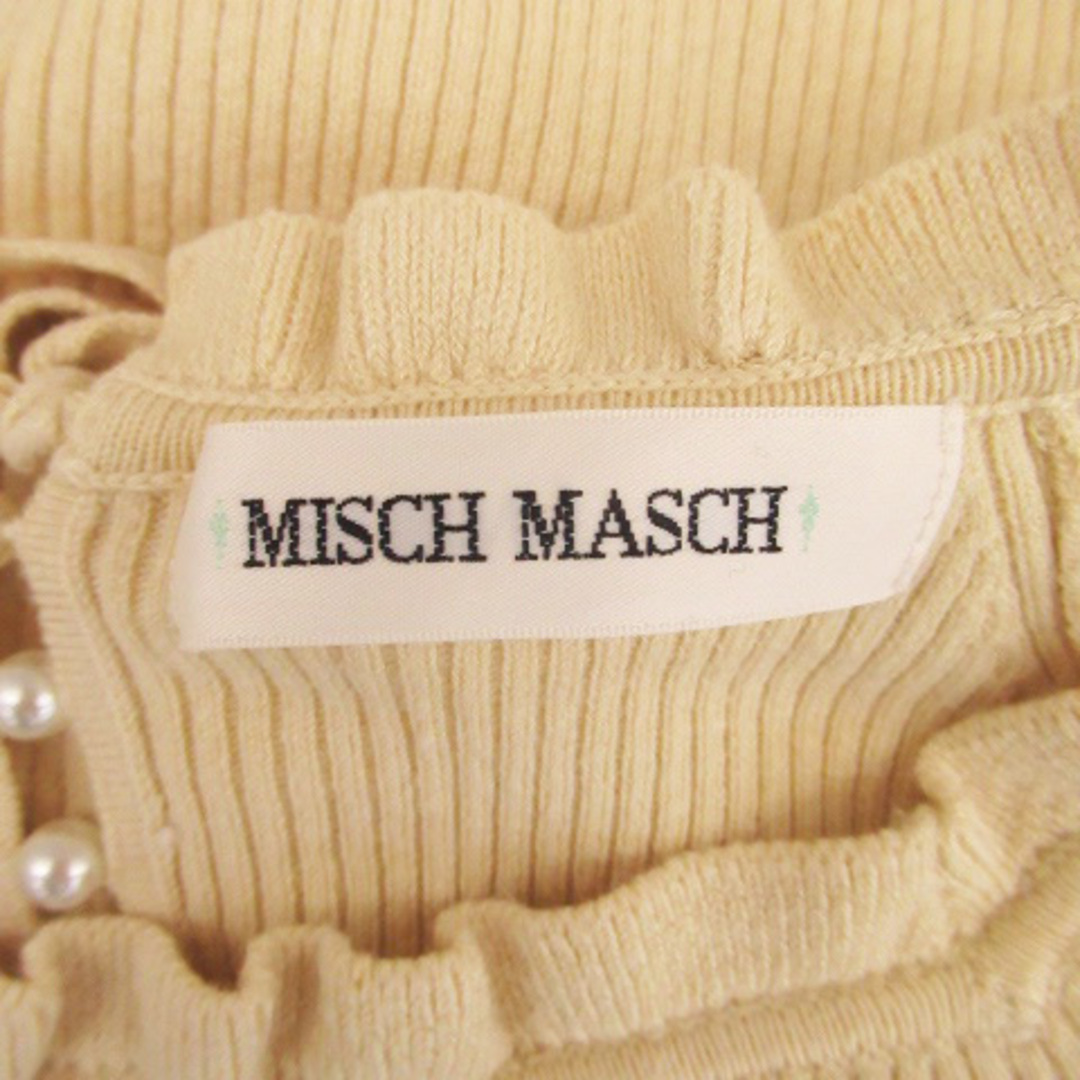 MISCH MASCH(ミッシュマッシュ)のミッシュマッシュ ニット カットソー 半袖 リボン フェイクパール M ベージュ レディースのトップス(ニット/セーター)の商品写真