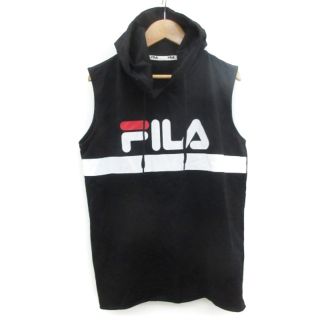 フィラ(FILA)のフィラ FILA パーカー プルオーバー ノースリーブ プリント M ブラック(パーカー)