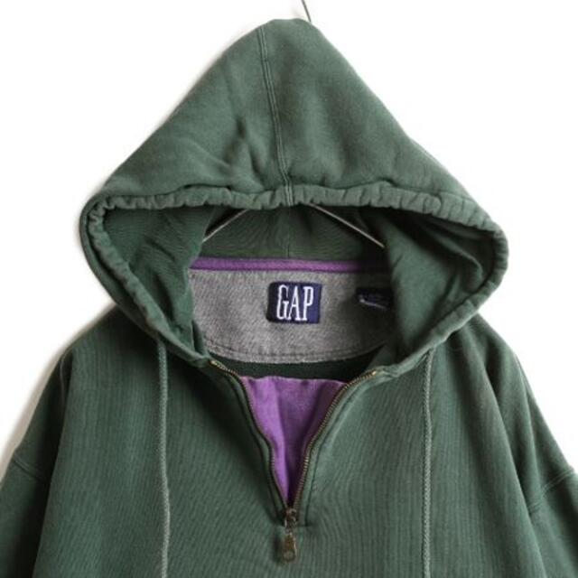 90s OLD GAP USW-92 ハーフジップ スウェット パーカー L 緑