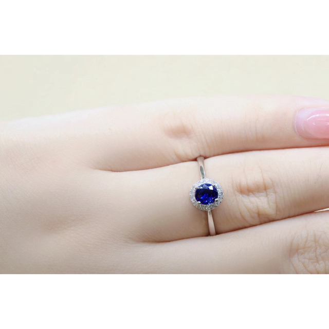 天然 ロイヤルブルーサファイア ダイヤ リング0.61ct k18 f