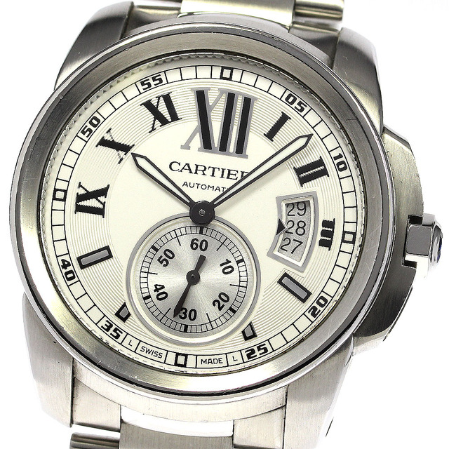 カルティエ CARTIER W7100015 カリブル ドゥ カルティエ デイト 自動巻き メンズ _748502約42mmベルトサイズ