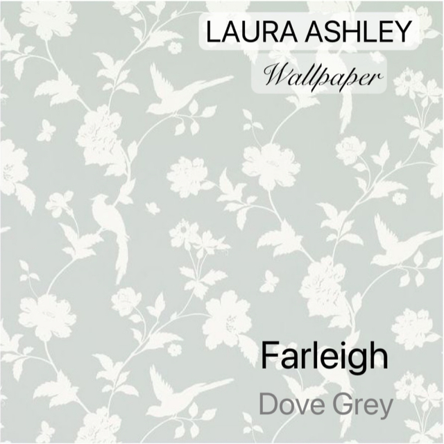 LAURA ASHLEY - ローラアシュレイ UK製壁紙ファーレイ ドーヴグレイ