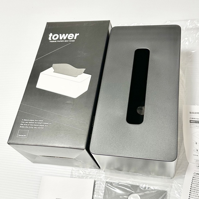 未使用品！ tower タワー ティッシュボックス ケース BLACK ブラック