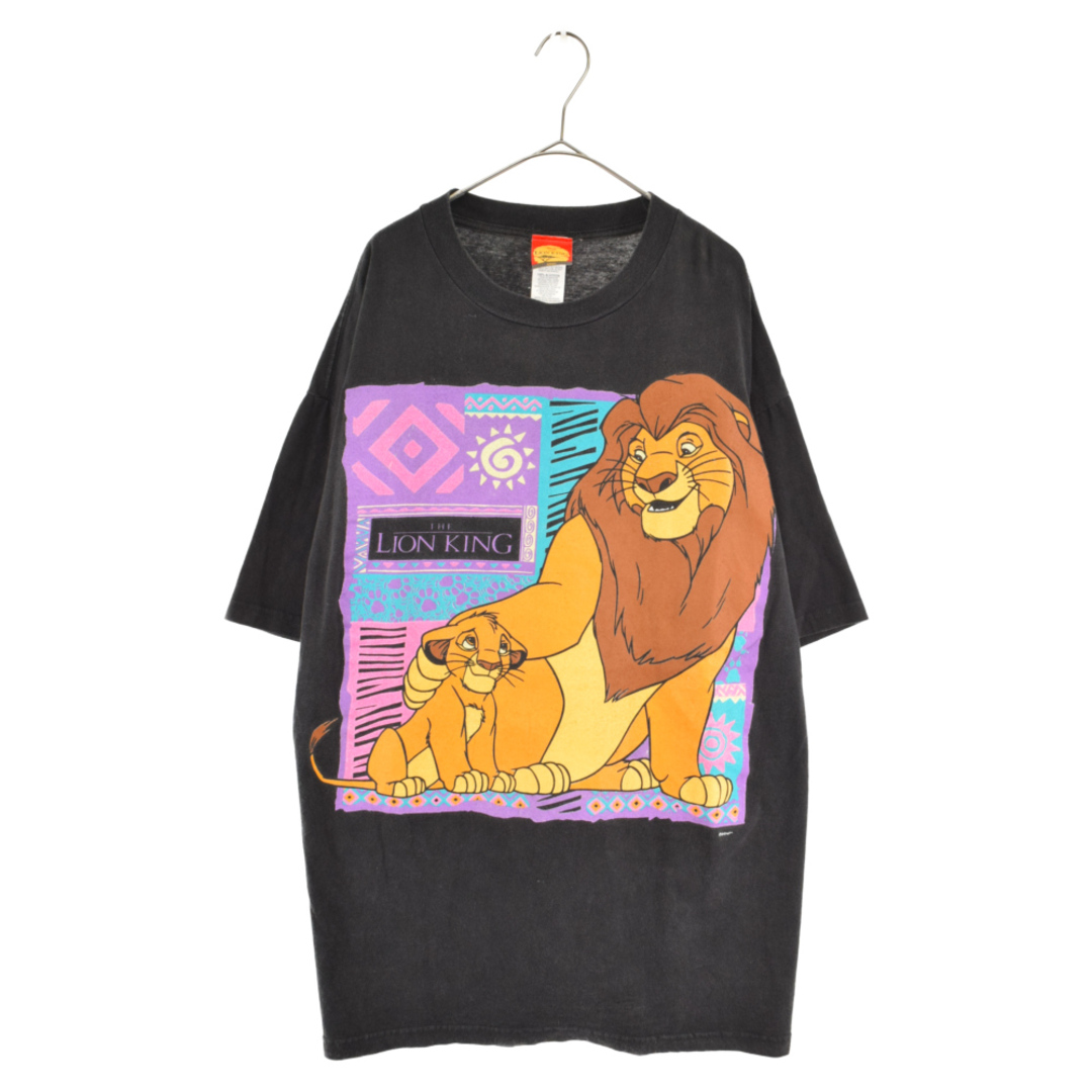 VINTAGE ヴィンテージ 90s Disney LIONKING ディズニー ライオンキング プリントクルーネック半袖Tシャツ カットソー ブラック535センチ袖丈