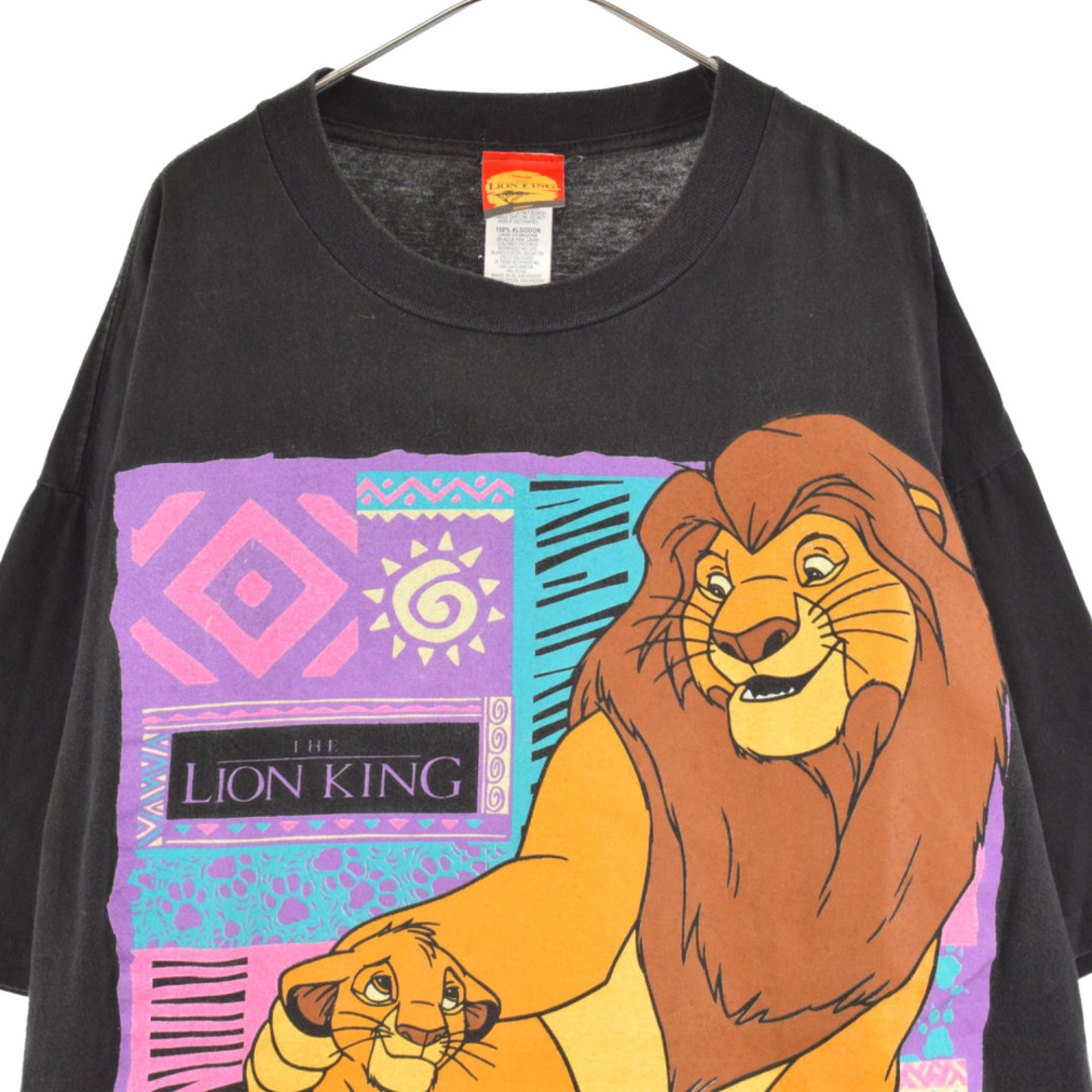 VINTAGE ヴィンテージ 90s Disney LIONKING ディズニー ライオンキング プリントクルーネック半袖Tシャツ カットソー ブラック535センチ袖丈