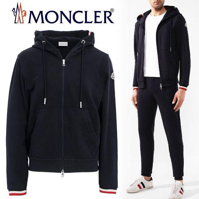 48 MONCLER ネイビー パーカー フーディ size XL 100％の保証 31580円