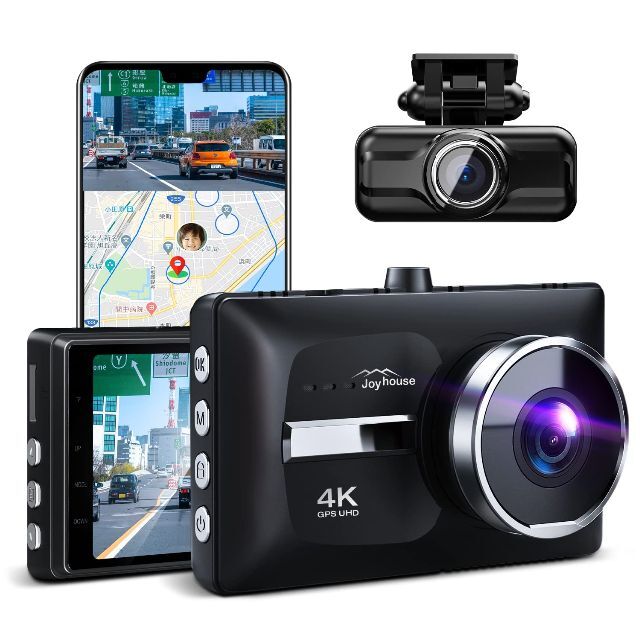 4K UHD Wi-Fi接続 ドライブレコーダー 前後カメラ GPS搭載 前80 【最
