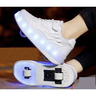 ローラーシューズ LEDソール USB充電 2輪式車輪付きの靴スポーツスニーカー(スニーカー)