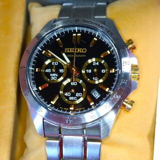 セイコー(SEIKO)のSBTR015セイコークロノグラフスピリット黒SPIRIT腕時計ブラックゴールド(腕時計(アナログ))