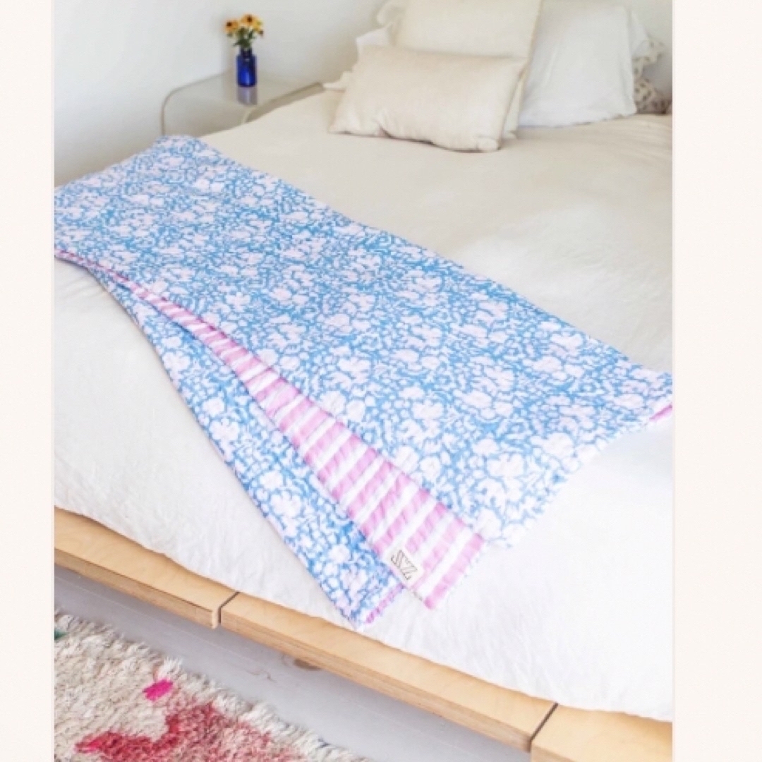 タグ付⭐️未使用【sz blockprints】花柄×ストライプ柄マルチキルト